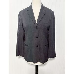 Lafayette 148 Single Breasted 3-button Notch‎ Lapel Wool Blazer Black Size 8
